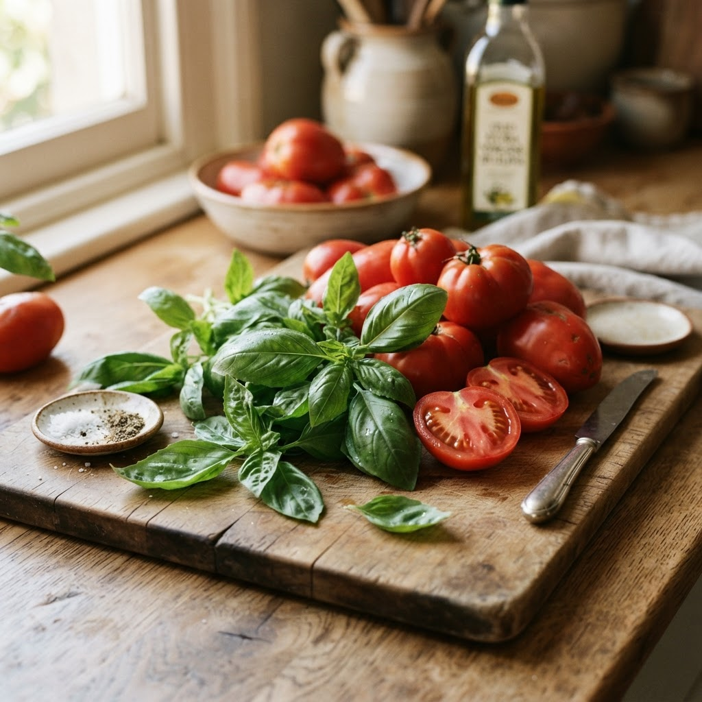 San Marzano & basilic : le cœur de la Margherita