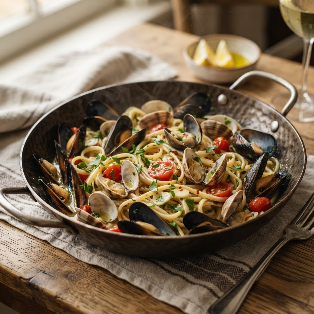 Linguine Cozze e Vongole — pâtes fraîches italiennes du Padella Day