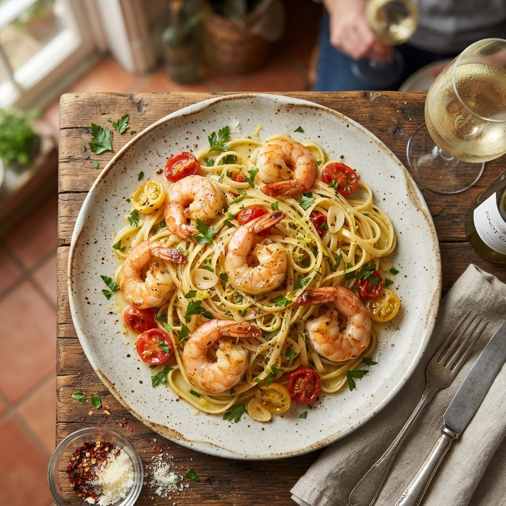 Linguini aux Scampi — pâtes fraîches italiennes du Padella Day