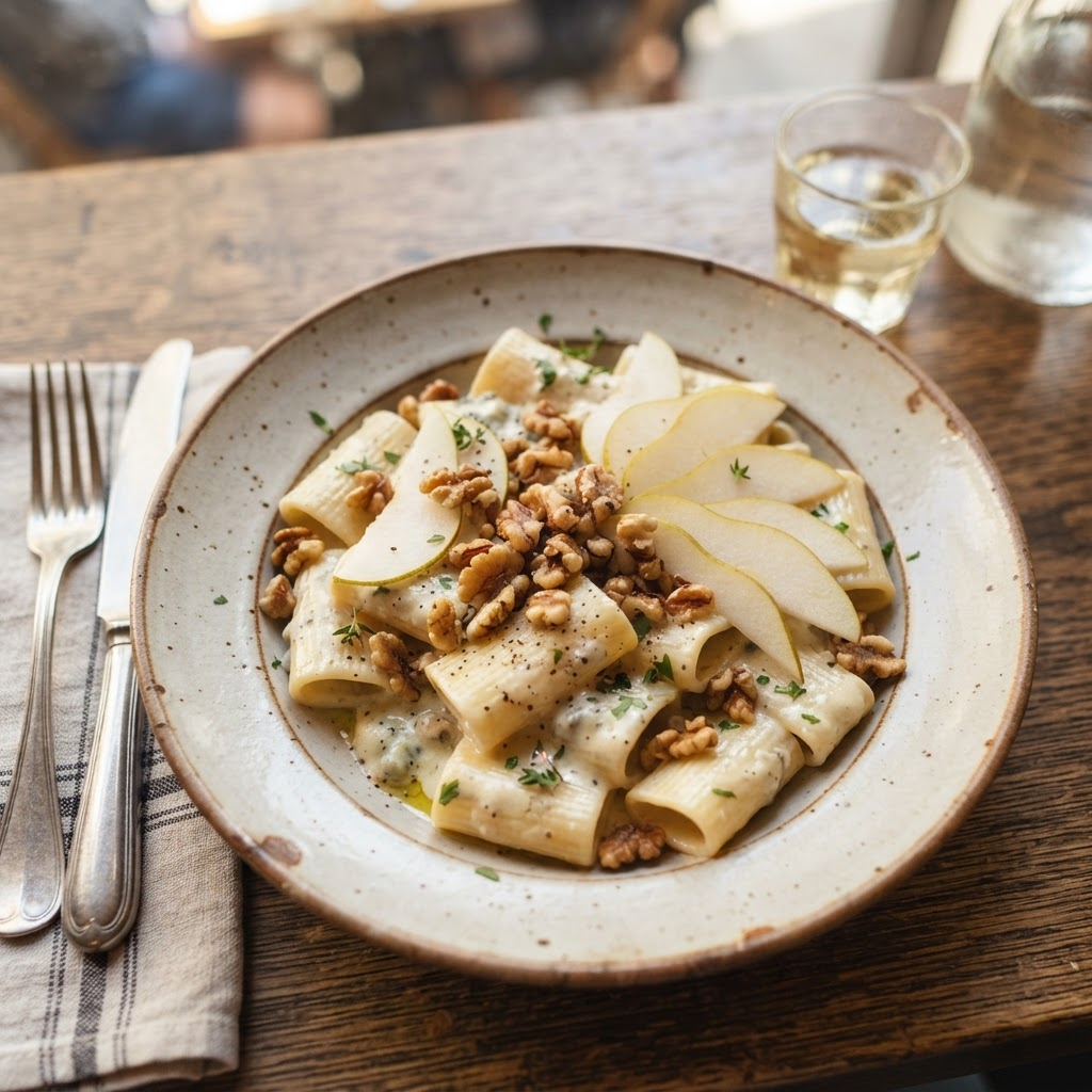 Paccheri Gorgonzola, Noix & Poire — pâtes fraîches italiennes du Padella Day