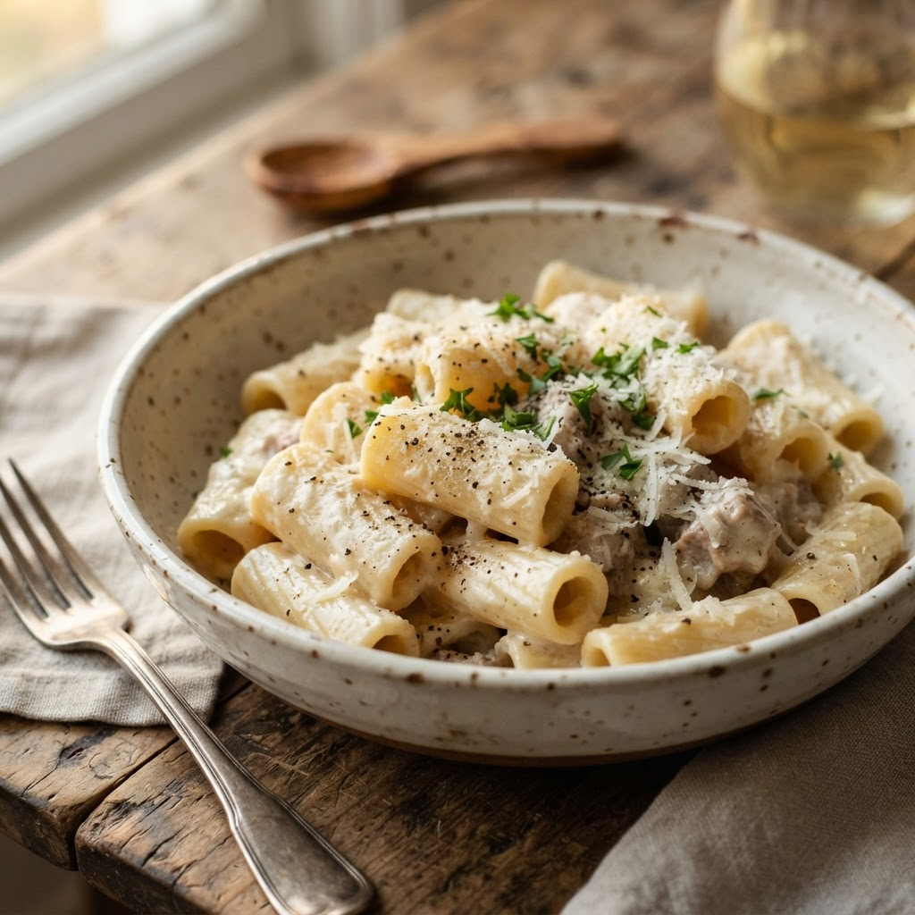 Rigatoni Ragù Blanc — pâtes fraîches italiennes du Padella Day